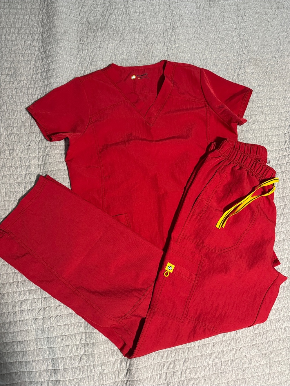 Women’s Red WonderWink Scrub Set Pants & Top